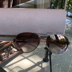 Jimmy Choo BABA/S Embellished Aviators Light Gold